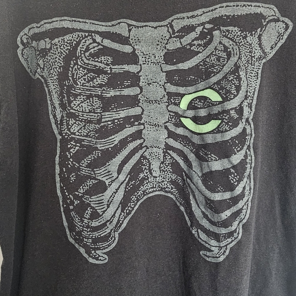 Chive Tees Rib Cage "C" For Heart Skeleton Black Tee Shirt XL - Picture 2 of 8